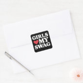 Girls Liebe Mein Schwanz Herz Valentinstag Quadratischer Aufkleber (Umschlag)