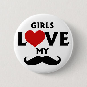 Girls Liebe My Mustache Button