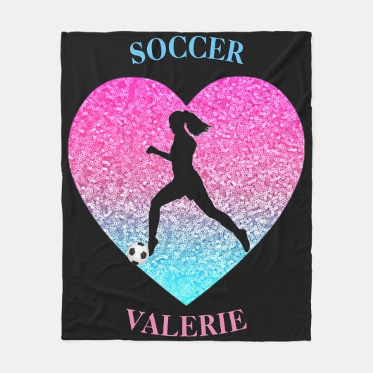 Girls Liebe Soccer Black Custom Fleece Blanket (Vorderseite)