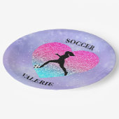 Girls Liebe Soccer Pappteller (Schrägansicht)