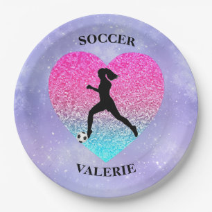Girls Liebe Soccer Pappteller