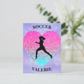 Girls Liebe Soccer Postkarte (Stehend Vorderseite)