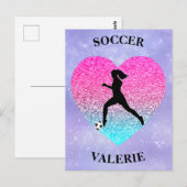 Girls Liebe Soccer Postkarte (Vorne/Hinten)