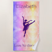 Girls "Liebe to Dance" Ballerina Beach Handtuch (Vorderseite)
