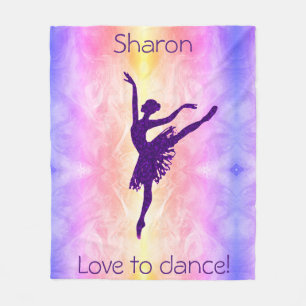 Girls Liebe zum Tanzen Ballerina Personalisiert Fleecedecke