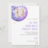 Girls Lila Disco in meiner zweistelligen Geburtsta Einladung (Vorderseite)