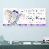 Girls Lila Elephant Baby Shower Banner (Messe)