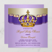 Girls Lila Gold Royal Baby Dusche Einladung (Vorne/Hinten)