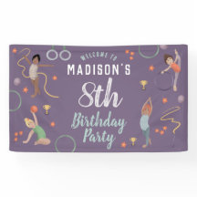 Girls Lila Gymnastics Kindergeburtstag Willkommen