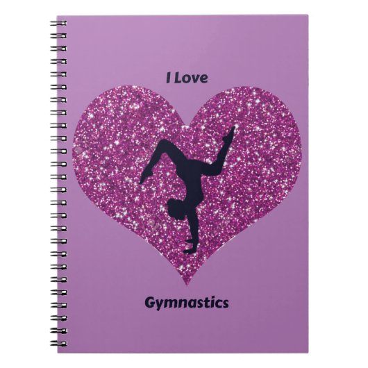 Girls Lila I Liebe Gymnastik Spiral Notebook Notizblock (Vorderseite)