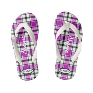 Girls Lila Karierte HAMbWG Flip Flops Kinderbadesandalen