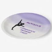 Girls Lila Ombre Gymnastics Party Pappteller (Schrägansicht)