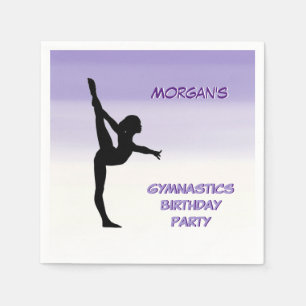Girls Lila Ombre Gymnastics Party Serviette