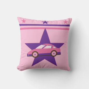 Girls Lila Racecar Design Throw Kissen