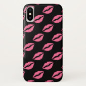Girls Lips Hot Pink und Black Kiss Muster Case-Mate iPhone Hülle (Rückseite)