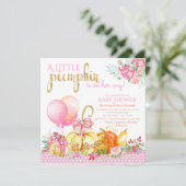 Girls Little Pumpkin Baby Shower Einladungen (Stehend Vorderseite)