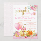 Girls Little Pumpkin Erstgeburtstag Einladungen (Vorne/Hinten)