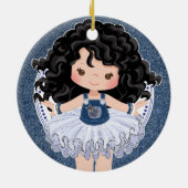 Girls Little Süsse in Denim & Diamonds Weihnachten Keramik Ornament (Hinten)