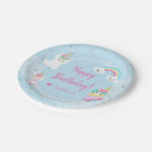 Girls Llamacorn Unicorn Happy Birthday Pappteller (Schrägansicht)