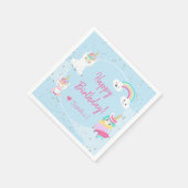 Girls Llamacorn Unicorn Happy Birthday Party Serviette (Ecke)