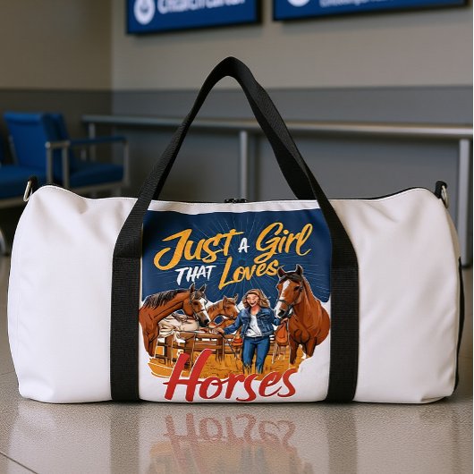 Girl's Love For Horses Unbridled Duffle Bag
