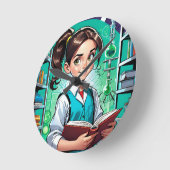 Girls Love Science! Runde Wanduhr (Winkel)