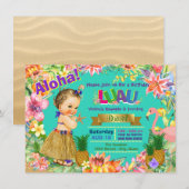 Girls Luau Birthday Party Einladung (Vorne/Hinten)