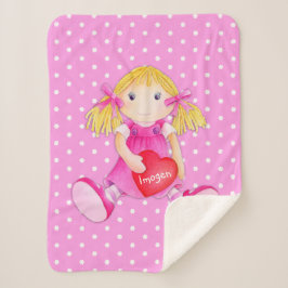 Girls Lumpen Dolly Name Blume polka dot decke Sherpadecke