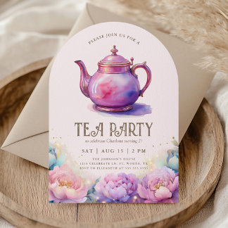 Girl's Magical Elegant Tea Party Birthday Party Einladung