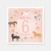 Girls Magical Girly Pink Unicorn Kids Birthday Serviette (Vorderseite)