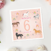 Girls Magical Girly Pink Unicorn Kids Birthday Serviette