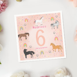 Girls Magical Girly Pink Unicorn Kids Birthday Serviette