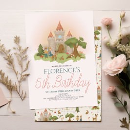 Girls Magical Pink Fairytale Story Kindergeburtsta Einladung