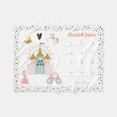 Girls Magical Princess Burg Monthly Meilenstein Fleecedecke (Vorderseite (Horizontal))