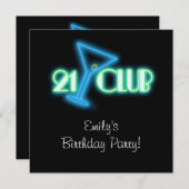 Girls Martini 21. Geburtstag Einladung (Vorne/Hinten)