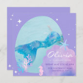 Girls Meerjungfrau Schwanz unter dem Meer Einladun Einladung (Vorne/Hinten)