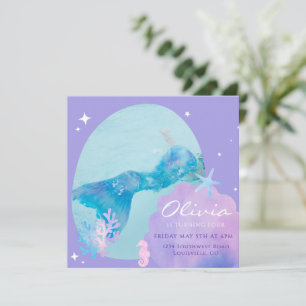 Girls Meerjungfrau Schwanz unter dem Meer Einladun Einladung