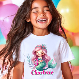 Girls Mermaid individuelle Name Geburtstag T-Shirt