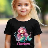 Girls Mermaid individuelle Name schwarz T-Shirt