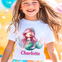 Girls Mermaid individuelle Name T-Shirt