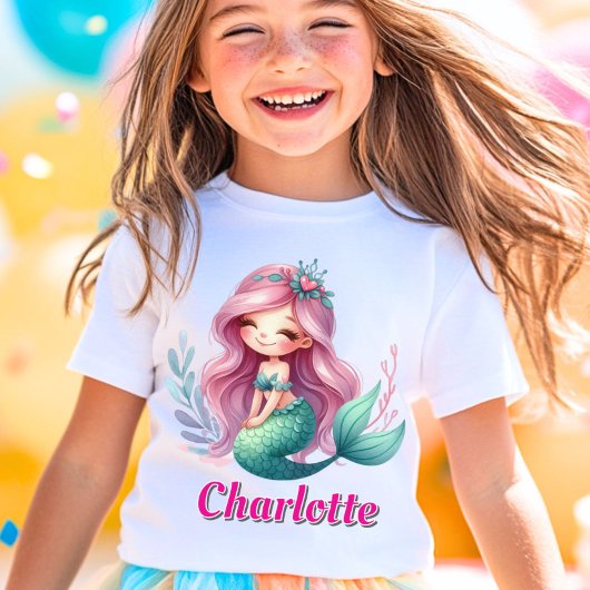 Girls Mermaid individuelle Name T-Shirt