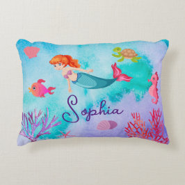 Girls Mermaid Personalisiert Cushion Dekokissen