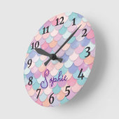 Girls Mermaid Personalisiert Name Clock Runde Wanduhr (Winkel)