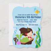 Girls Mermaid Pool Geburtstagspartei Einladung (Vorderseite)