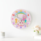 Girls Mermaid Unicorn Princess Kinderzimmer Clock Große Wanduhr (Zuhause)