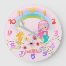 Girls Mermaid Unicorn Princess Kinderzimmer Clock  Große Wanduhr