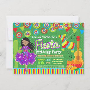 Girls Mexican Fiesta Birthday Party Einladung