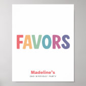 Girls Minimalist Rainbow Favors Birthday Sign Poster (Vorne)