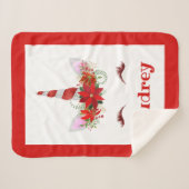 Girls Mit Monogramm Einhorn WeihnachtenSherpa Blan Sherpadecke (Vorderseite (Horizontal))