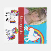 Girls Mit Monogramm Foto Unicorn Fleece Blanket (Vorderseite (Horizontal))